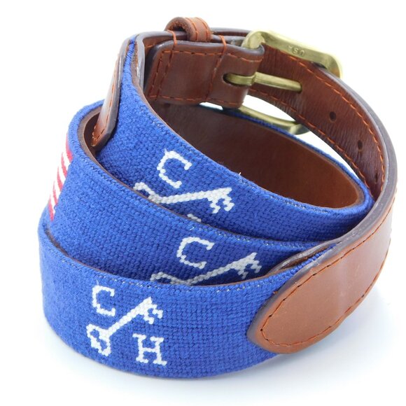 Smathers & Branson US Flag & CH Key Logo Needlepoint Belt | Blue | EUC | 36 - Picture 9 of 9